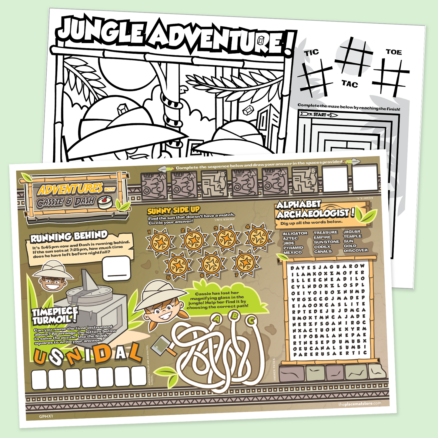 Aztec Adventure-Themed Kids’ Activity Placemat – Customizable for Restaurants, Cafés & Family Dining Venues
