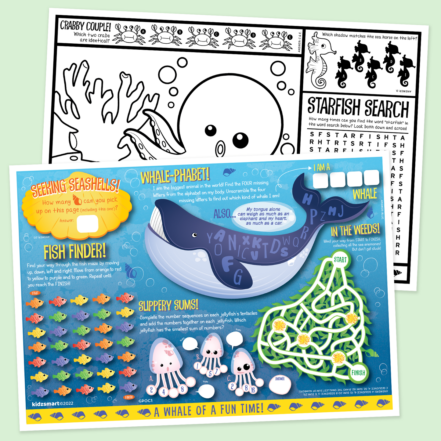 Ocean-Themed Kids’ Activity Placemat – Customizable Entertainment for Restaurants & Coastal Venues