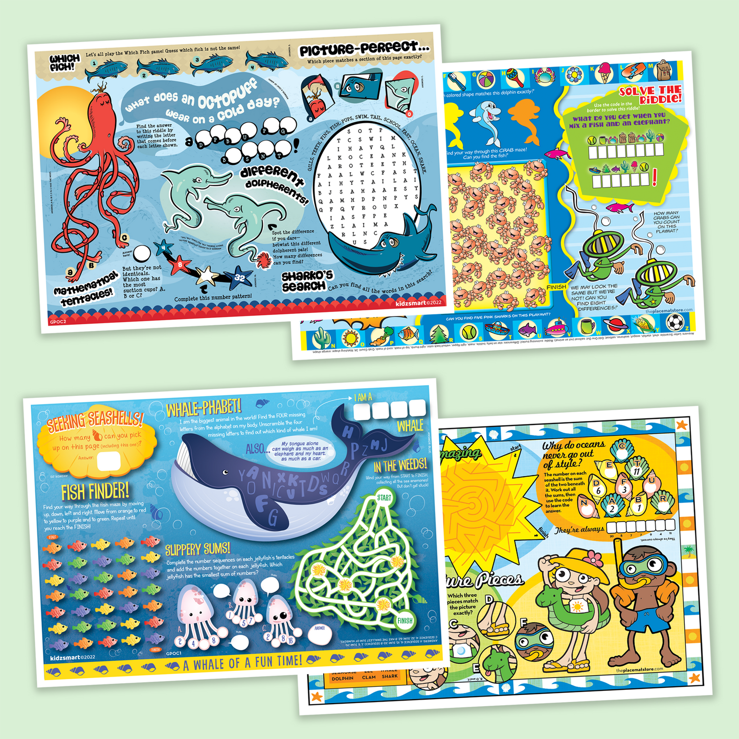 Ocean-Themed Kids’ Activity Sheets Variety Pack – Fun, Screen-Free Entertainment for Restaurants & Family Venues