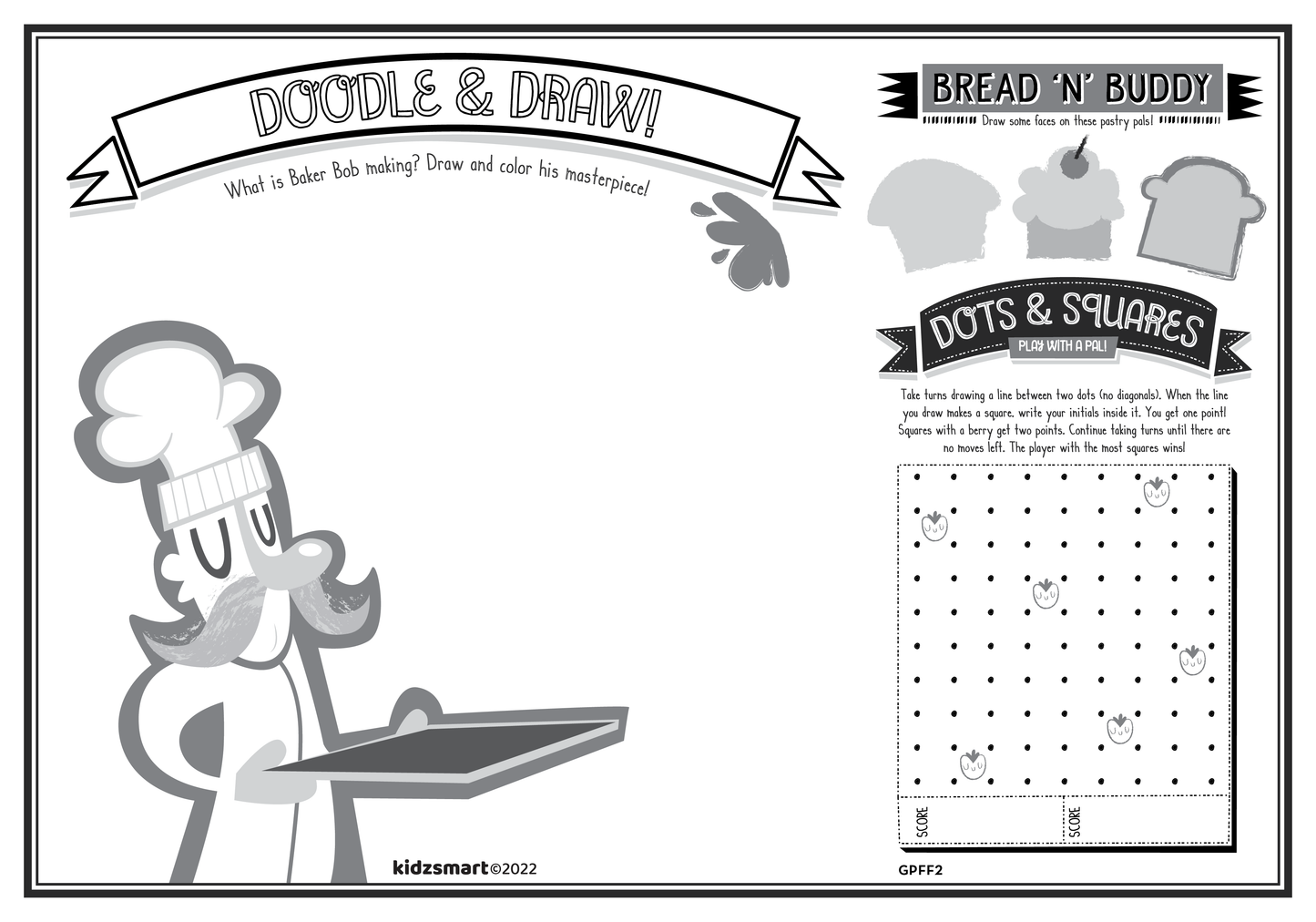 Bakery-Themed Kids’ Activity Placemat – Customizable for Cafés, Urban Eateries & Dessert Shops