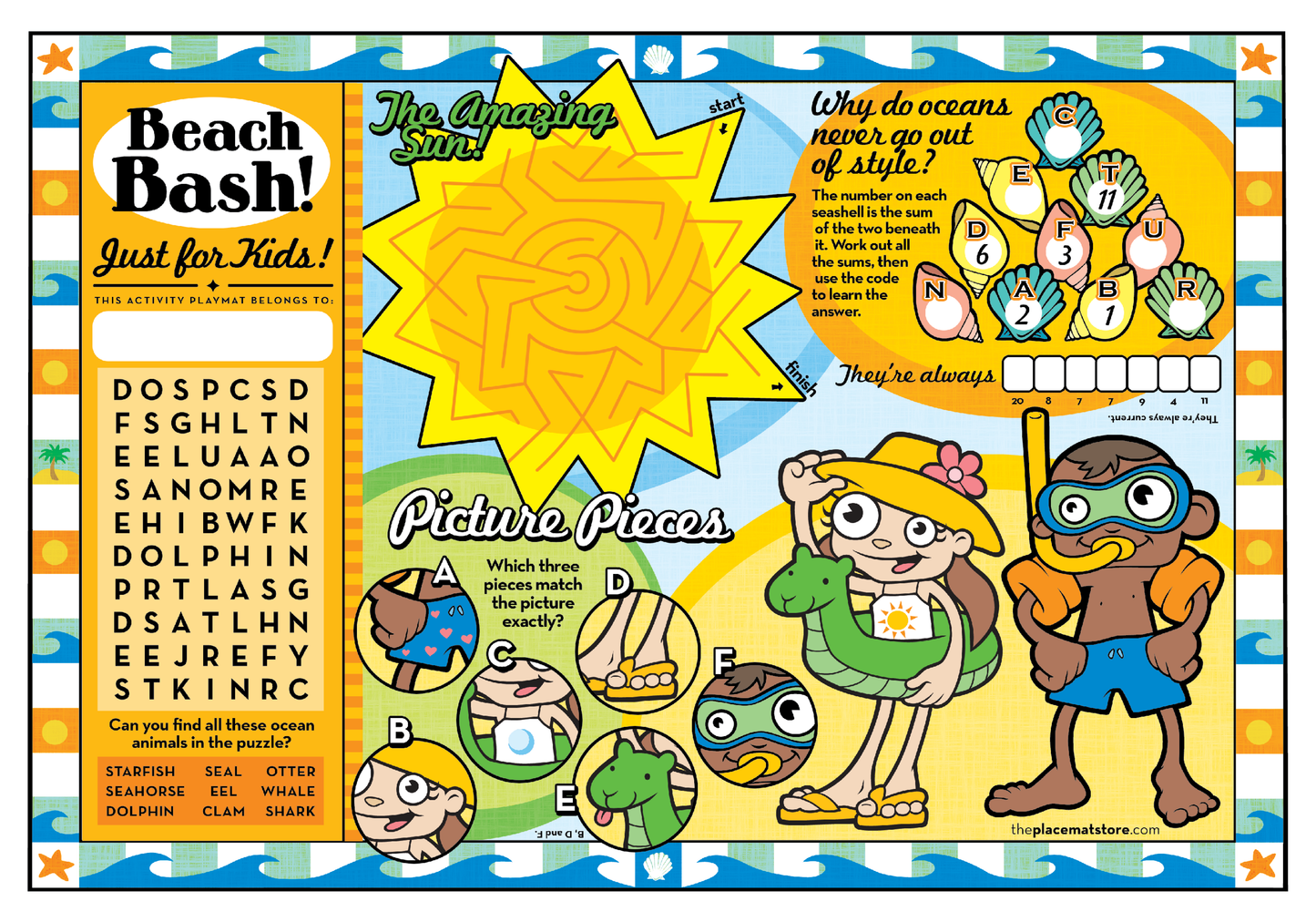 Ocean-Themed Kids’ Activity Sheets Variety Pack – Fun, Screen-Free Entertainment for Restaurants & Family Venues
