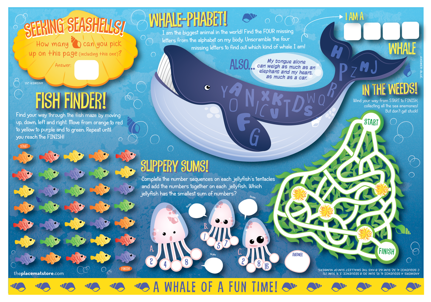 Ocean-Themed Kids’ Activity Sheets Variety Pack – Fun, Screen-Free Entertainment for Restaurants & Family Venues