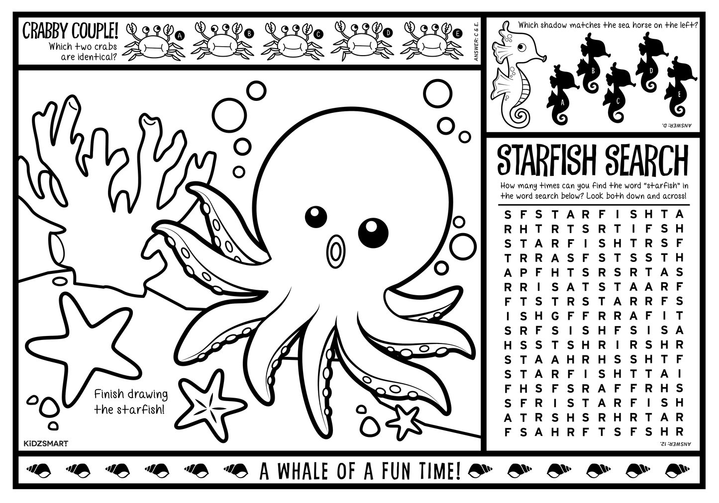 Ocean-Themed Kids’ Activity Sheets Variety Pack – Fun, Screen-Free Entertainment for Restaurants & Family Venues