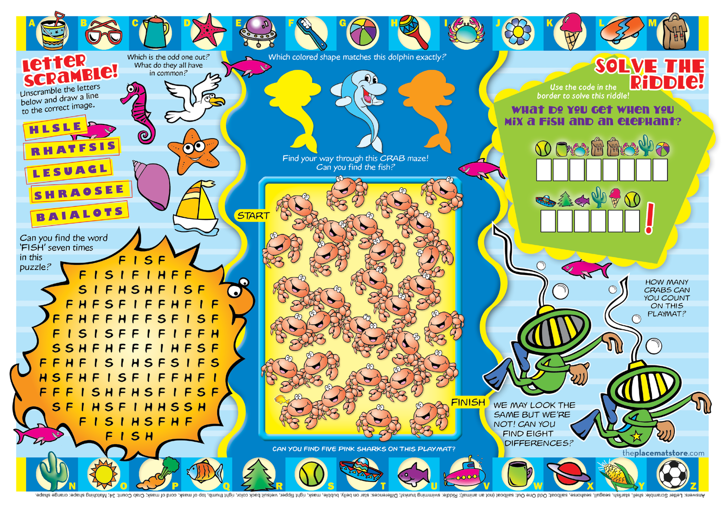 Ocean-Themed Kids’ Activity Sheets Variety Pack – Fun, Screen-Free Entertainment for Restaurants & Family Venues