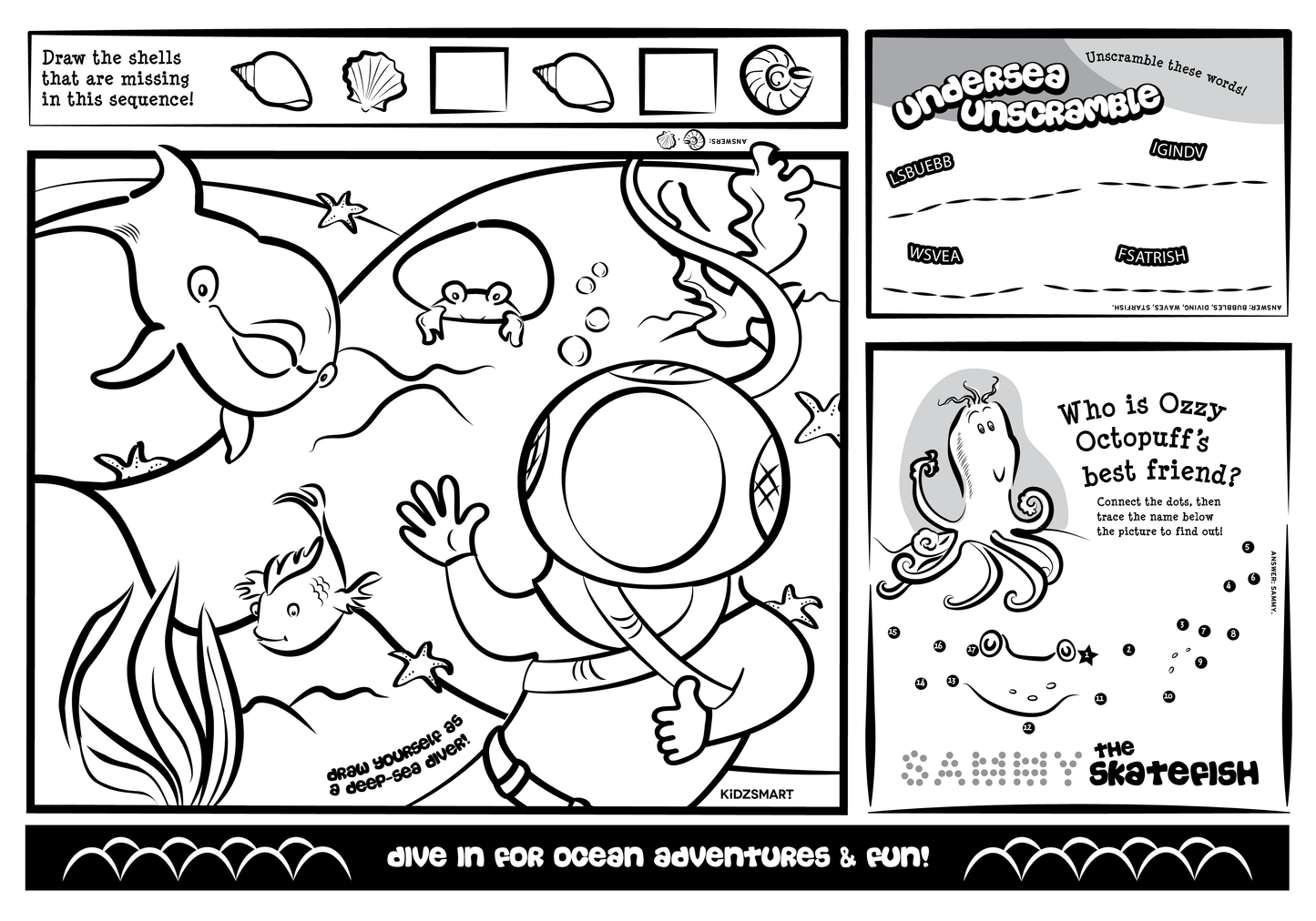 Ocean-Themed Kids’ Activity Sheets Variety Pack – Fun, Screen-Free Entertainment for Restaurants & Family Venues